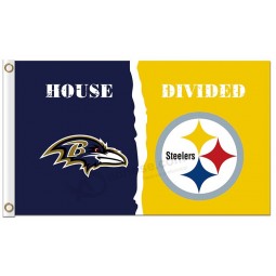 Custom high-end NFL Baltimore Ravens 3'x5' polyester flags divided with steelers