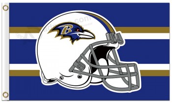 Custom high-end NFL Baltimore Ravens 3'x5' polyester flags helmet with stripes