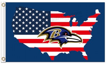 Custom high-end NFL Baltimore Ravens 3'x5' polyester flags US map
