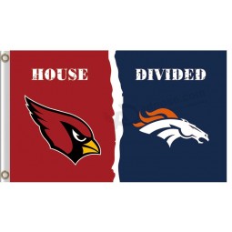 Custom cheap NFL Arizona Cardinals 3'x5' polyester flag house divided with broncos
