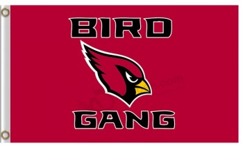 Personalizado barato nfl arizona cardenales 3'x5 'poliester bandera pájaro pandilla con pequeño logotipo