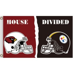 Wholesale high-end NFL Arizona Cardinals 3'x5' polyester flag house divided with steelers