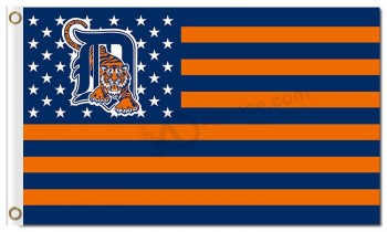 卸売り高-終わりのmlb detroit tigers 3'x5 'ポリエステルは星条旗に旗を立てます
