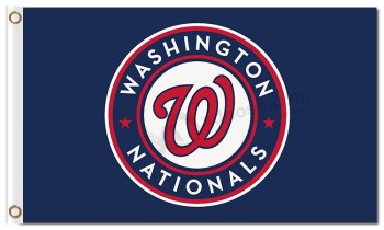 卸売り格安のmlbワシントンの国民3'x5 'ポリエステルの旗丸いロゴ