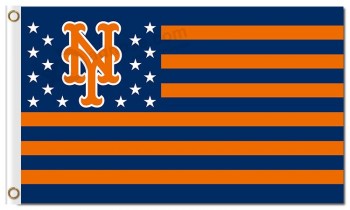 맞춤형 높이-End mlb 뉴욕 메츠 3x5 '폴리 에스테르 깃발 별 줄무늬