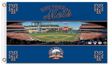 定制高-End mlb new york mets 3'x5'聚酯旗体育场