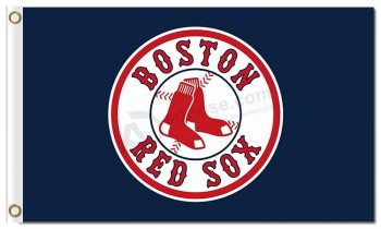 Bandeiras redondas do poliéster do sox de Boston do sox do mlb Boston 3 em volta do logotipo