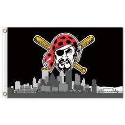 Custom cheap MLB Pittsburgh Pirates 3'x5' polyester flags logo city skyline