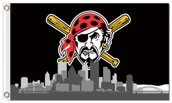 Custom cheap MLB Pittsburgh Pirates 3'x5' polyester flags logo city skyline