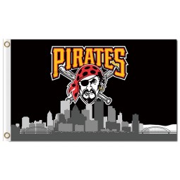Custom cheap MLB Pittsburgh Pirates 3'x5' polyester flags city skyline