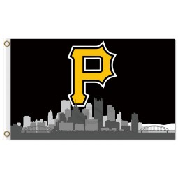 Custom cheap MLB Pittsburgh Pirates 3'x5' polyester flags P with city skyline