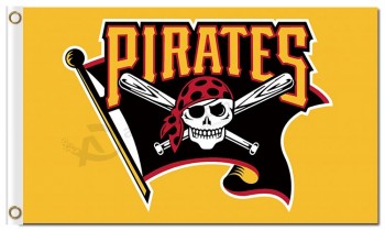 Custom cheap MLB Pittsburgh Pirates 3'x5' polyester flags yellow
