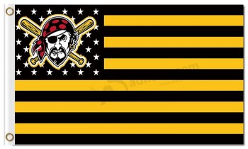 カスタム安価なmlbピッツバーグの海賊3'x5 'ポリエステルの旗の星のストライプ
