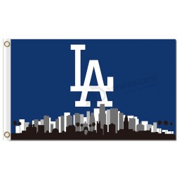 Personalizado barato mlb los angeles dodgers 3'x5 poliéster bandeiras la skyline da cidade