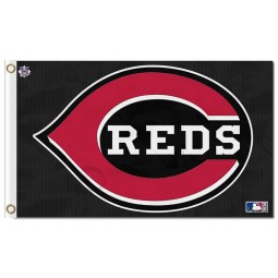 Wholesale customized high-end MLB Cincinnati Reds 3'x5' polyester flags blackground for sports flags
