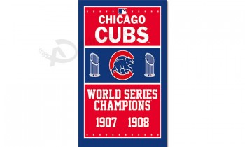 En gros personnalisé pas cher mlb chicago cubs 3'x5 'polyester drapeau champions de la série mondiale