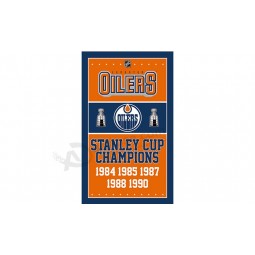 Nhl edmonton Oilers 3'x5'polyester drapeaux champions années
