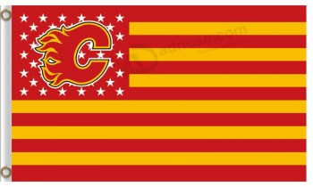 Großhandel benutzerdefinierte hoch-Ende NHL Calgary Flammen 3'x5 'Polyester Fahnen Sternen und Streifen