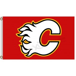 Wholesale custom high-end NHL Calgary Flames 3'x5' polyester flags white logo