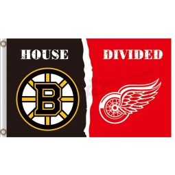 Personalizado alto-End nhl boston bruins Casa de banderas de poliéster de 3'x5 'dividida con alas rojas de Detroit