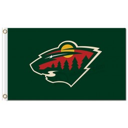 NHL Minnesota Wild 3'x5' polyester flags logo with green background