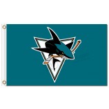 NHL San Jose Sharks 3'x5' polyester flags logo over triangle with your logo