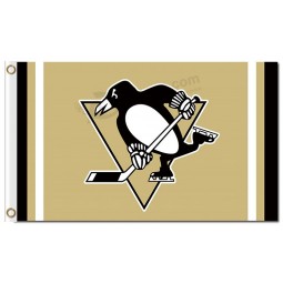 NHL Pittsburgh Penguins 3'x5' polyester flags stripes at side with your logo