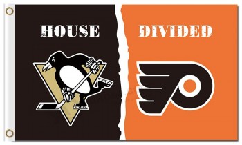 NHL Pittsburgh Penguins 3'x5' polyester flags house divided with flyers and your logo