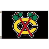 NHL Chicago blackhawks 3'x5' polyester flag letter C black background with your logo