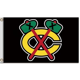NHL Chicago blackhawks 3'x5' polyester flag letter C black background with your logo