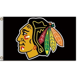 NHL Chicago blackhawks 3'x5' polyester flag logo black background