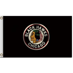 NHL Chicago blackhawks 3'x5' polyester flag logo with black background