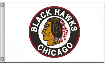 Nhl芝加哥blackhawks 3'x5'聚酯旗白色背景标志