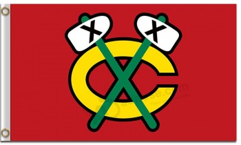 NHL Chicago blackhawks 3'x5' polyester flag letter C for custom size 