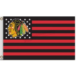 NHL Chicago blackhawks 3'x5' polyester flag red black stripes stars for custom size 