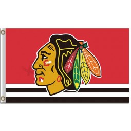 NHL Chicago blackhawks 3'x5' polyester flag red background and black lines for custom size 