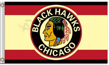 Nhl chicago blackhawks 3'x5 'logotipo de la bandera de poliéster para el tamaño personalizado 