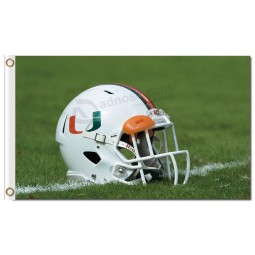 NCAA Miami Hurricanes 3'x5' polyester flags grassland with helmet