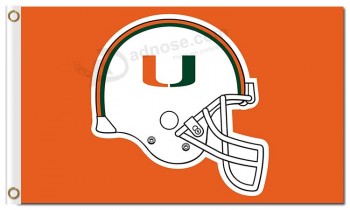 NCAA Miami Hurricanes 3'x5' polyester flags WHITE helmet