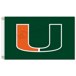 NCAA Miami Hurricanes 3'x5' polyester flags GREEN AND ORANGE