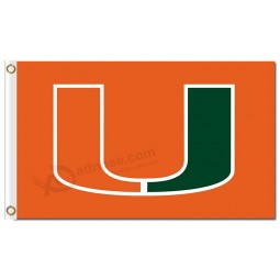 NCAA Miami Hurricanes 3'x5' polyester flags ORANGE BACKGROUND