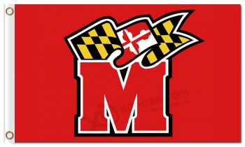 Ncaa maryland terrapins 3'x5 'bandiere poliestere carattere rosso