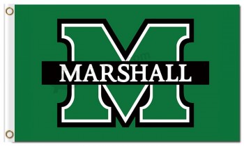 Ncaa marshall thundering manada 3'x5 'banderas de poliéster de color verde con caracteres blancos para el tamaño personalizado 