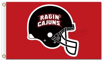 Ncaa路易斯安那州 lafayette ragin'cajuns 3'x5'涤纶旗帜配黑色头盔