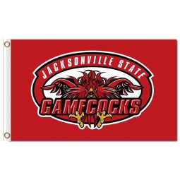 Ncaa jacksonville state gamecocks 3'x5 'poliestere bandiere sfondo rosso con personaggi