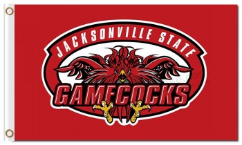 Ncaa jacksonville state gamecocks 3'x5 'poliestere bandiere sfondo rosso con personaggi