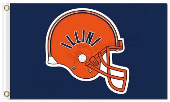 Wholesale Custom high-end NCAA Illinois Fighting Illini 3'x5' polyester flags orange helmet