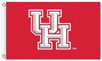 Custom high-end NCAA Houston Cougars 3'x5' polyester flags red background UH