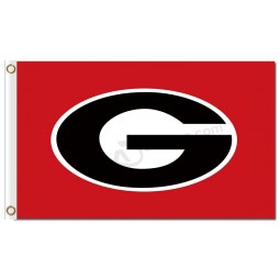 Großhandelskunden preiswerte ncaa Georgia-Bulldoggen 3'x5 Polyesterflaggen balck Charakter g roten Hintergrund