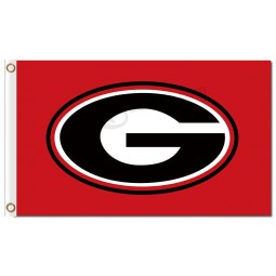 Wholesale custom cheap NCAA Georgia Bulldogs 3'x5' polyester flags balck character G with red background